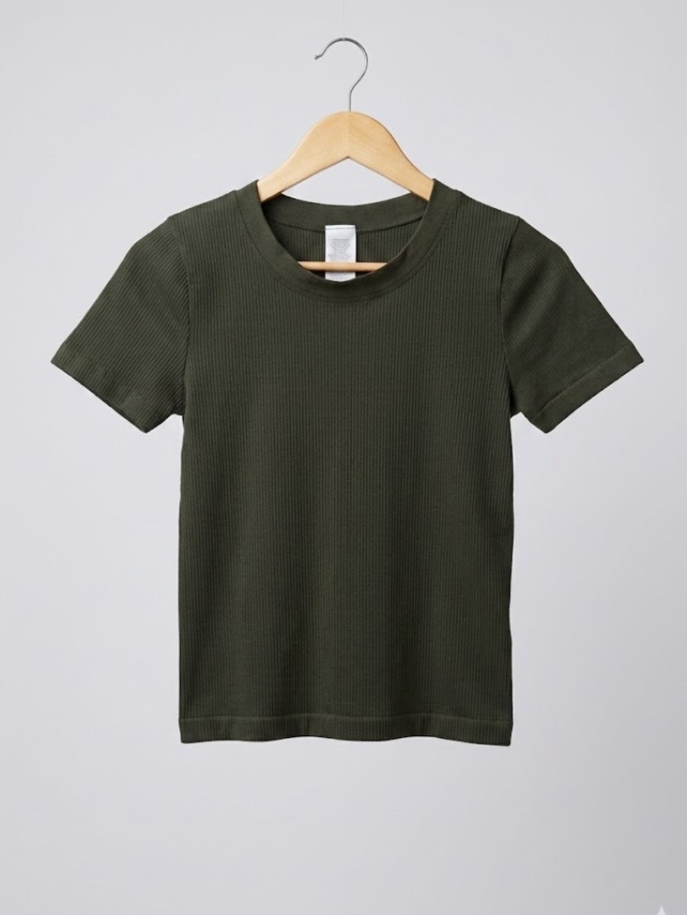 Athleta Renew Seamless Ribbed Crewneck Tee - Aspen Olive - Med - Like New